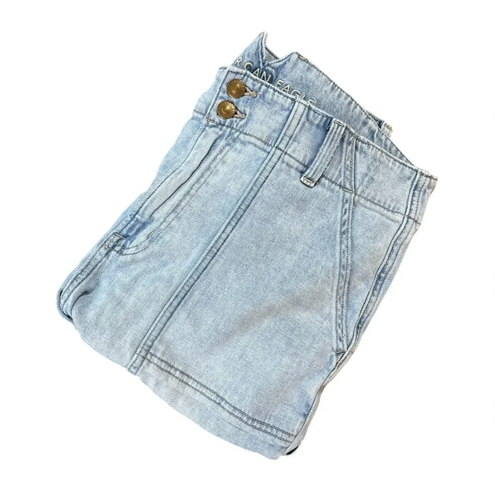AMERICAN EAGLE Baggy‎ Bermuda Womens 10 Light Wash Denim Cargo Shorts